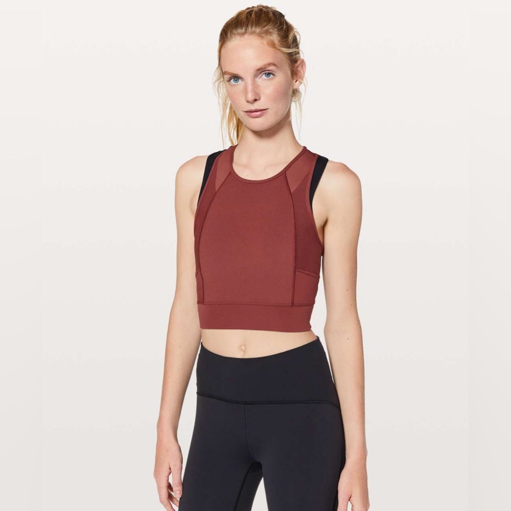 Lululemon Sz 6 Laser Speed Train Tank Savannah Red Luxtreme Mesh Run Yoga Tennis